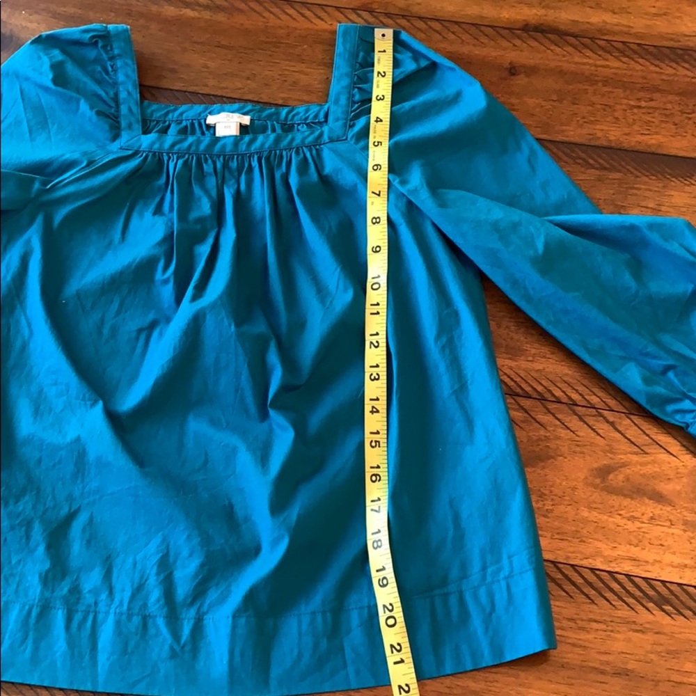 J Crew Factory Teal Square Neck Peasant Top XXS - Picture 8 of 8